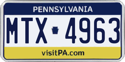 PA license plate MTX4963