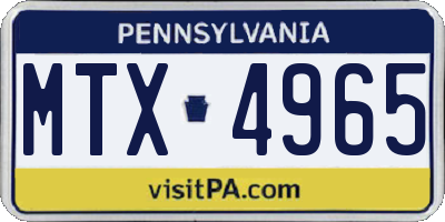 PA license plate MTX4965