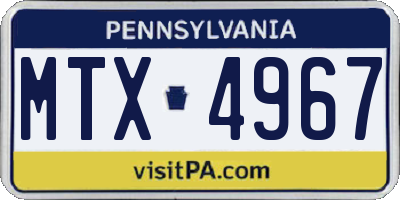 PA license plate MTX4967