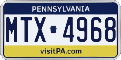 PA license plate MTX4968