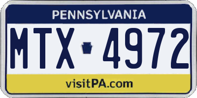 PA license plate MTX4972