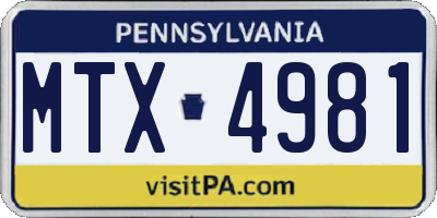 PA license plate MTX4981