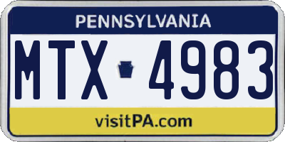 PA license plate MTX4983