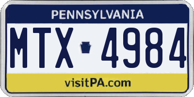 PA license plate MTX4984