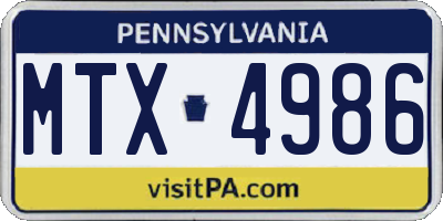 PA license plate MTX4986