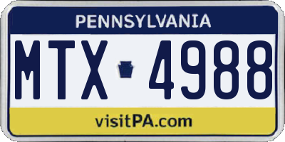 PA license plate MTX4988