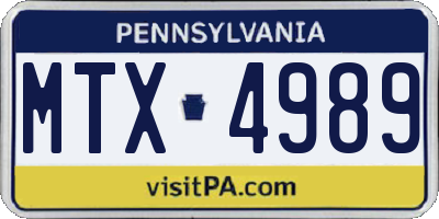 PA license plate MTX4989