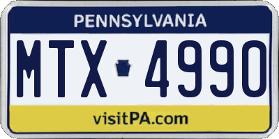 PA license plate MTX4990
