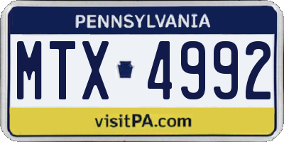 PA license plate MTX4992