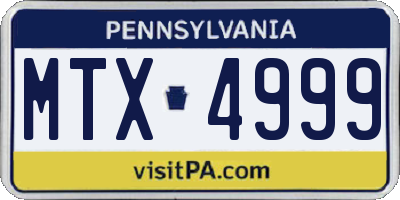 PA license plate MTX4999