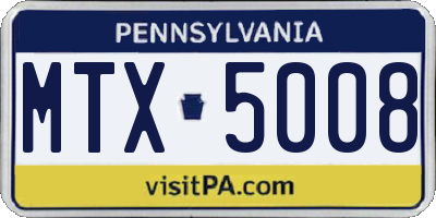 PA license plate MTX5008