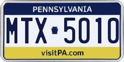 PA license plate MTX5010