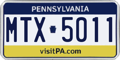 PA license plate MTX5011