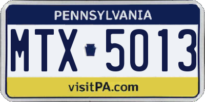 PA license plate MTX5013