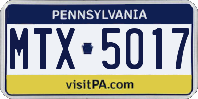 PA license plate MTX5017