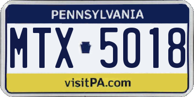 PA license plate MTX5018