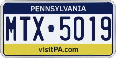 PA license plate MTX5019