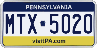 PA license plate MTX5020