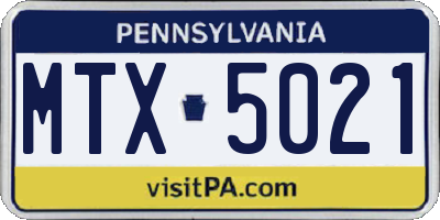 PA license plate MTX5021