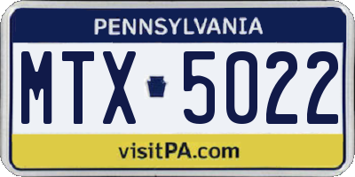 PA license plate MTX5022