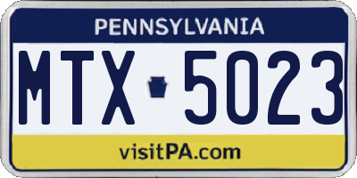 PA license plate MTX5023