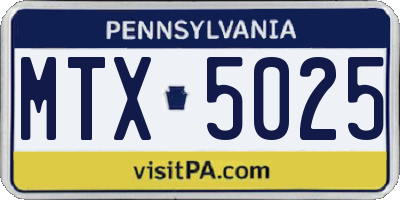 PA license plate MTX5025
