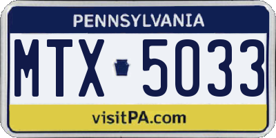 PA license plate MTX5033