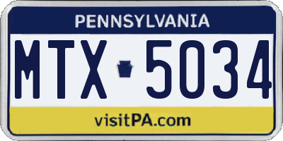 PA license plate MTX5034