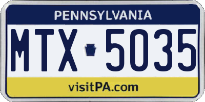 PA license plate MTX5035