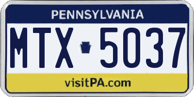 PA license plate MTX5037