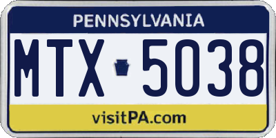 PA license plate MTX5038