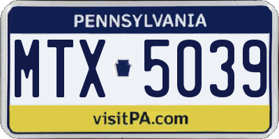 PA license plate MTX5039