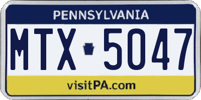 PA license plate MTX5047
