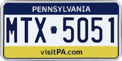 PA license plate MTX5051