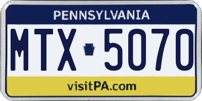 PA license plate MTX5070