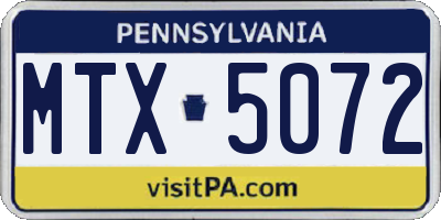 PA license plate MTX5072