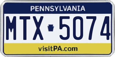 PA license plate MTX5074