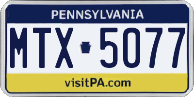 PA license plate MTX5077