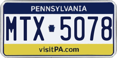 PA license plate MTX5078