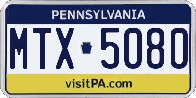 PA license plate MTX5080