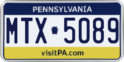 PA license plate MTX5089