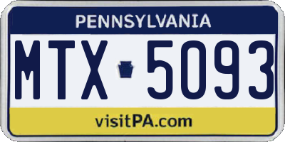PA license plate MTX5093
