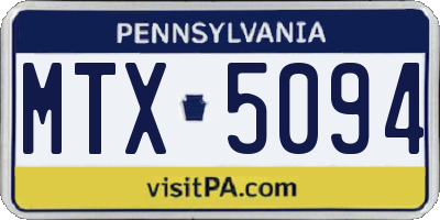 PA license plate MTX5094