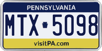 PA license plate MTX5098
