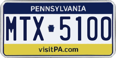 PA license plate MTX5100