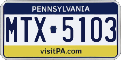 PA license plate MTX5103
