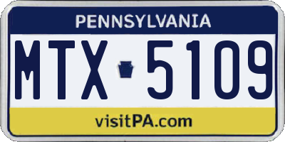 PA license plate MTX5109