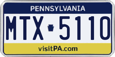 PA license plate MTX5110