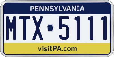 PA license plate MTX5111