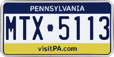 PA license plate MTX5113